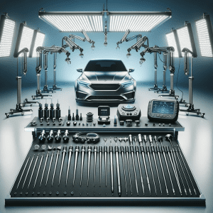 paintless dent repair (PDR) workbench showcasing a modern evolution of PDR tools.