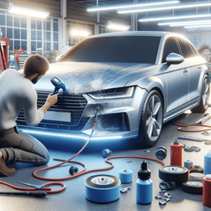 (PDR) method, showing a technician skillfully working on a car with visible